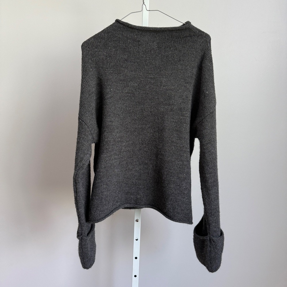 by Anthropologie Relaxed Boho Slouchy Raw Hem Cuff Pullover Sweater M Gray